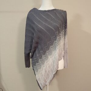 White House Black Market Gray and Silver Poncho Sweater, XS